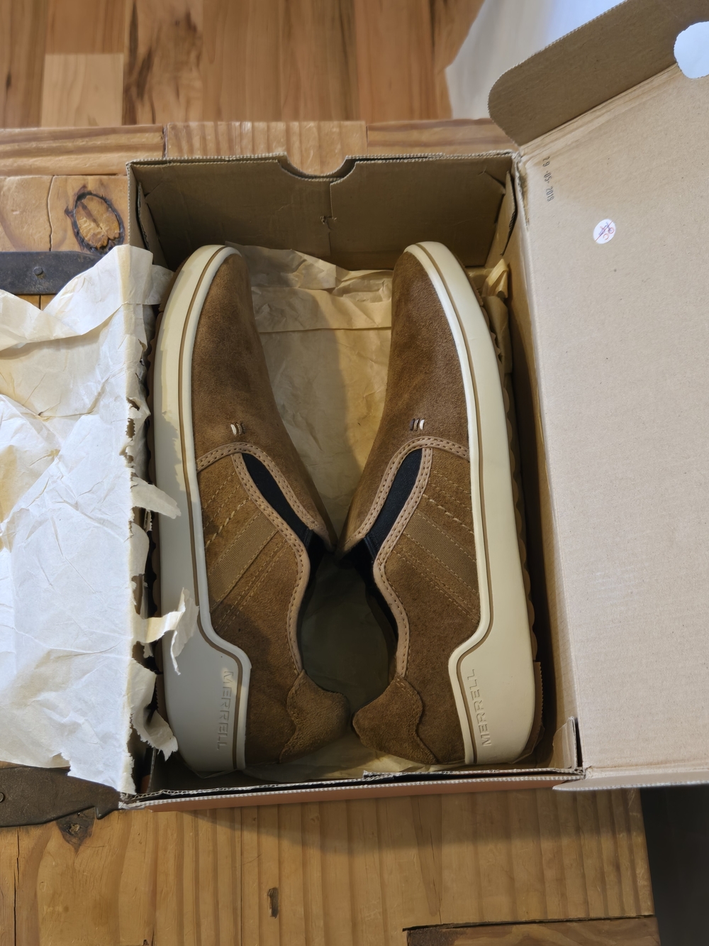 NWT- Merrell Men’s Primer Laceless LTR Suede Shoes US Size 9.5 - Tobacco Brown - Picture 8 of 9